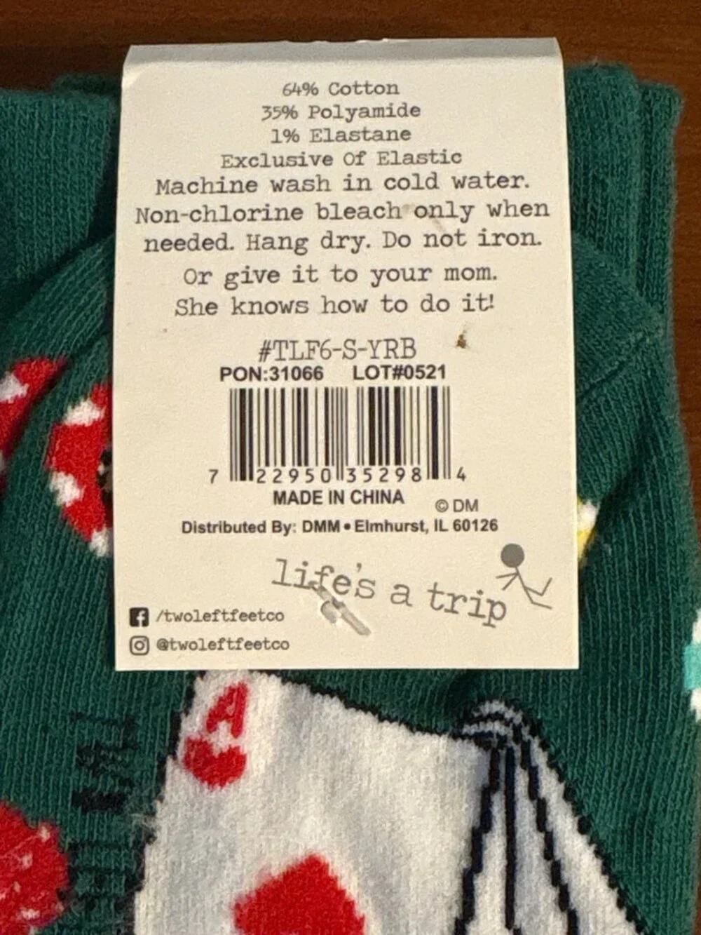 Unisex Two Left Feet You’re Bluffing Poker-Themed Socks Small Feet Green Cotton